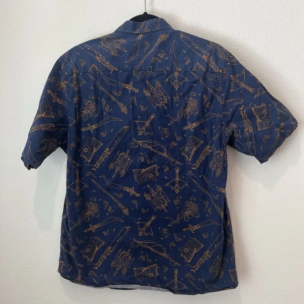 Critical Role Mighty Nein Weapons Button Up Short Sleeve Shirt Size Large Navy - Picture 5 of 7
